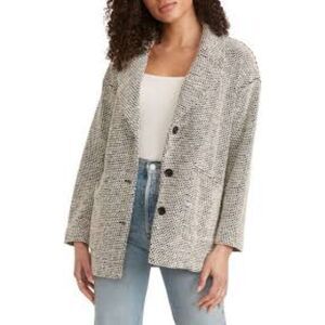Marine Layer Birdseye Knit Blazer Black White Contrast Size Large